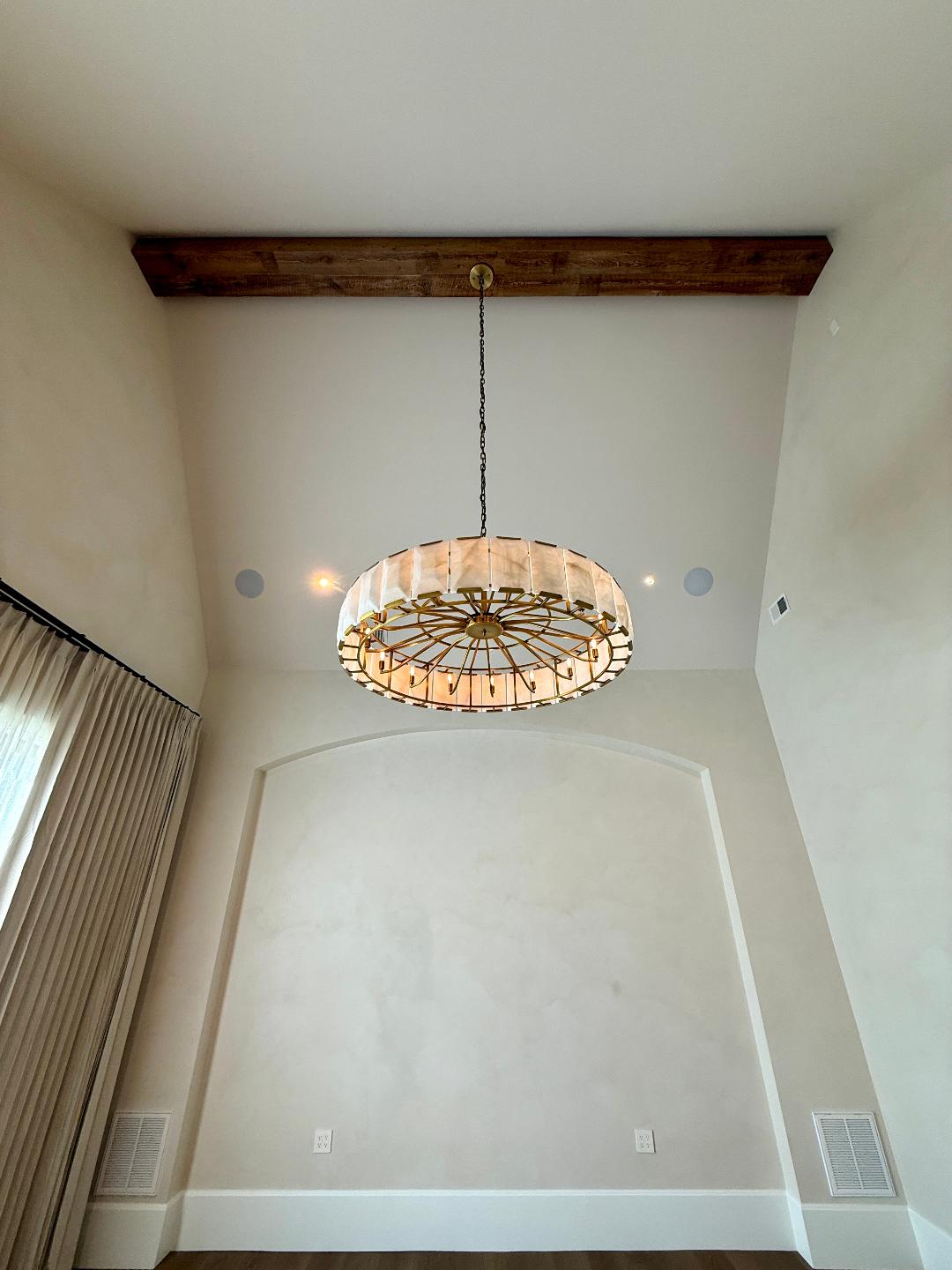 Decorative chandelier in a finished room