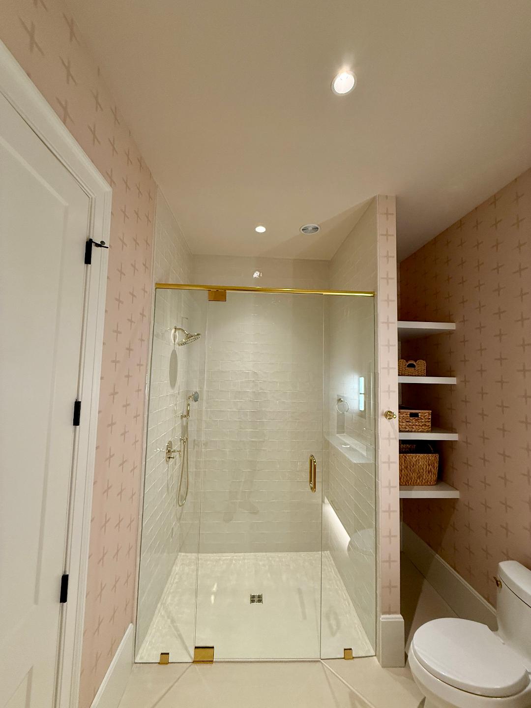 Tiled shower in a remodeled bathroom