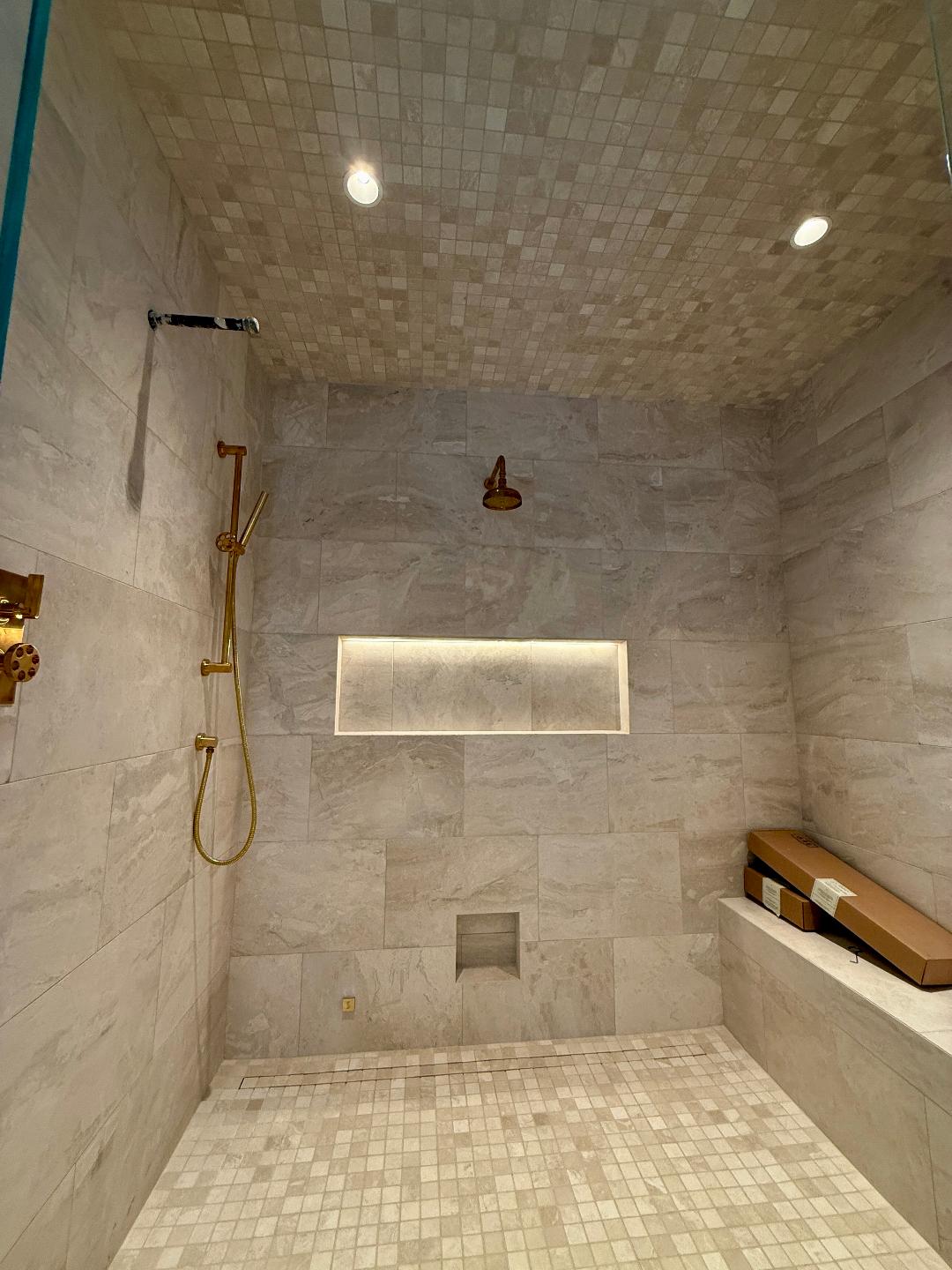 Lighting in a tiled shower