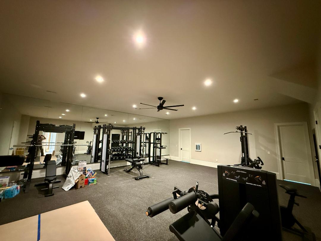 Finished basement recreation room lighting