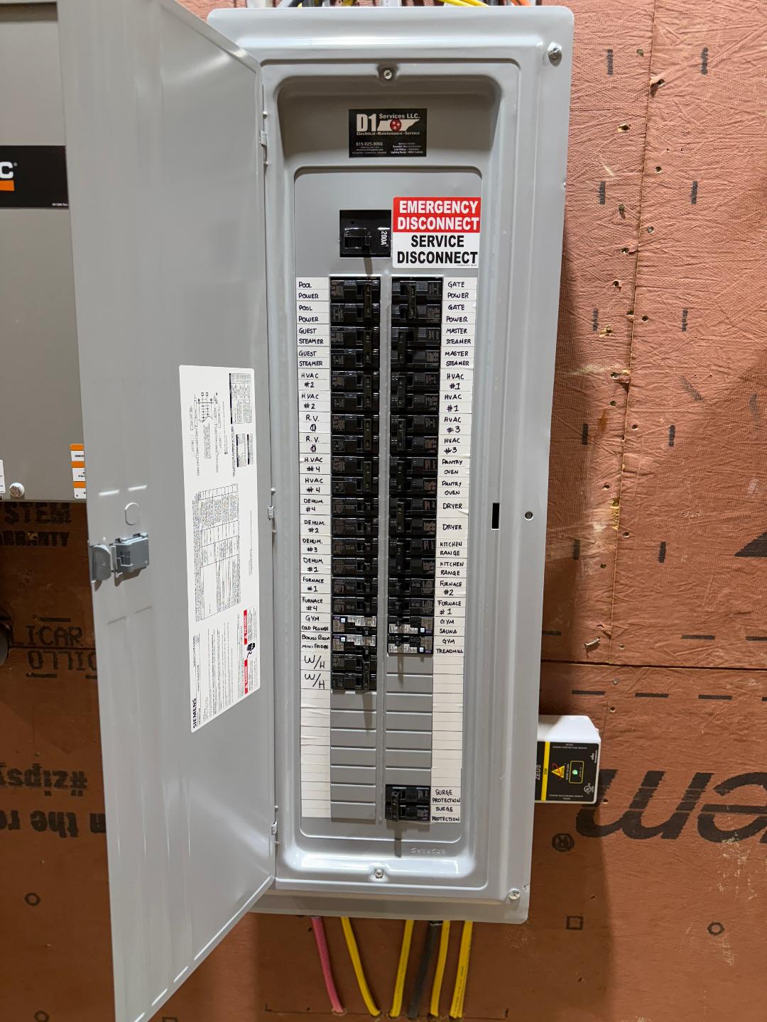 Residential electrical service panel