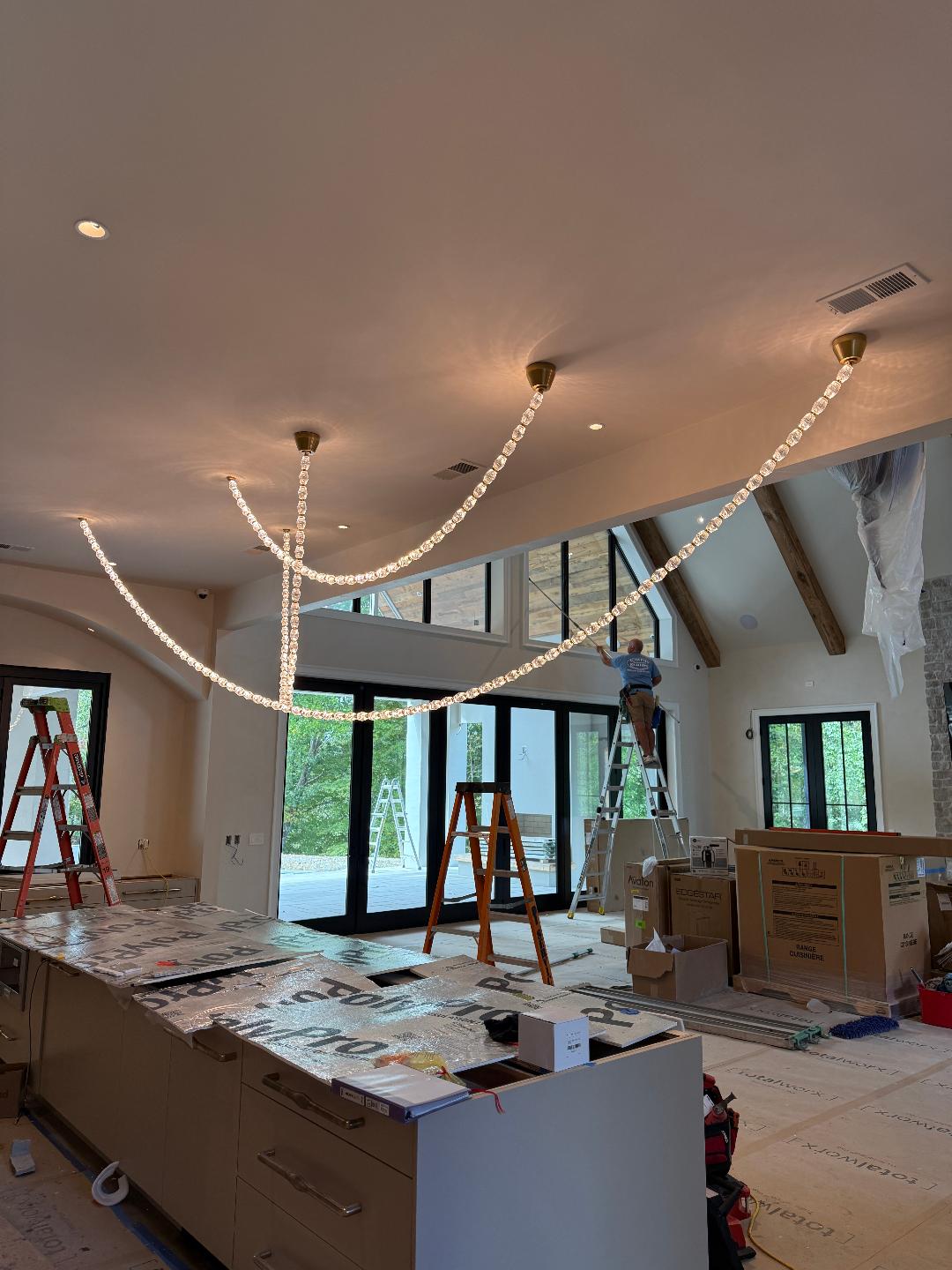 Open living area and stair lighting